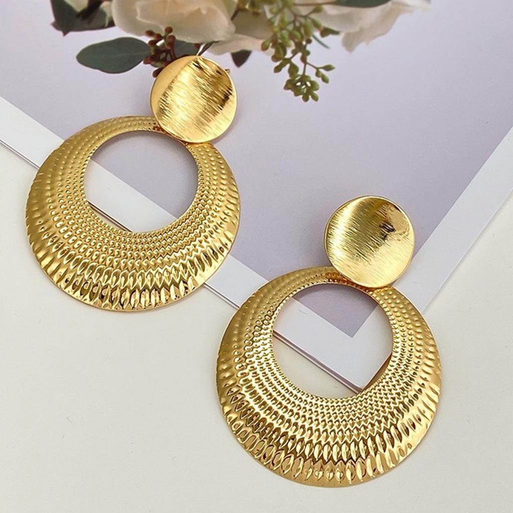 Geometric Circle Studs Earrings Statement Round Hoop Earrings Alloy Ear Studs Wedding Accessories Jewelry for Women