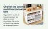 122 x 46(69) x 91cm, Foldable Kitchen Island Cart, Worktop Made of Oak Veneer, Sliding Doors Made of Tempered Glass, Adjustable Shelves, Towel Rail