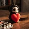 Skull Decoration with Ball Chain Holding Heart Grim Reaper Keychain Charm, 3D Printed Gothic Decor Pendant Chain, Backpacks Bags Purse Hanging