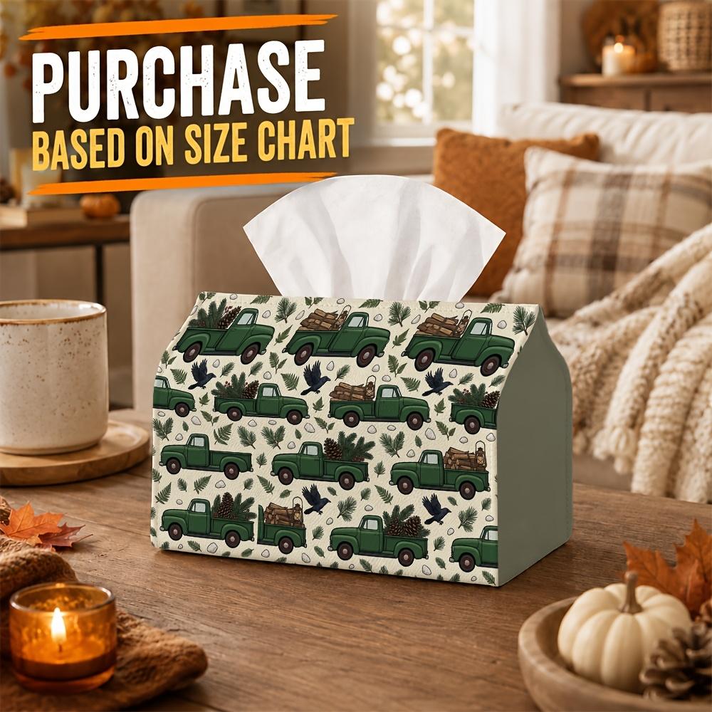 1pc Rustic Farmhouse Tissue Box with Vintage Truck & Pine - Durable Napkin Holder Suitable for Car, Kitchen, Tabletop Decor, Napkin Organizer for Home