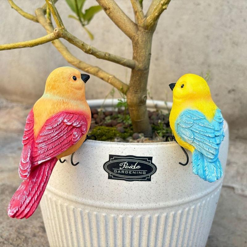 1/2PCS Simulation parrot ornament decoration, outdoor courtyard garden resin flowerpot, landscape resin crafts bird enthusiasts