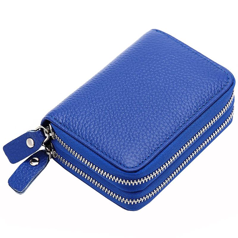 Модный кошелек с двойной молнией для кредитных карт, кошелек из натуральной кожи, RFID, женский и мужской кошелек-клатч, маленькая сумка для карточек, сумка для мелочи