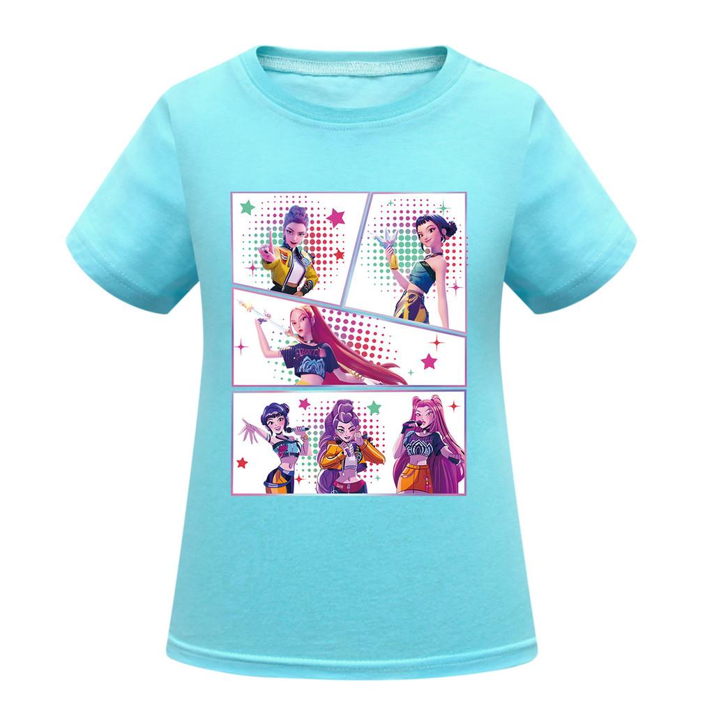 Kids Girls Anime Cartoon K-POP Rumi Zoey Mira Printed Casual Short Sleeves T-Shirt Top
