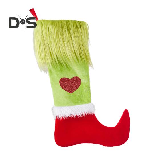Рождественские чулки, плюшевые зеленые меховые носки, чулки в виде гномов, подвесные украшения для рождественской елки, зимние праздничные подарочные пакеты для украшения дома