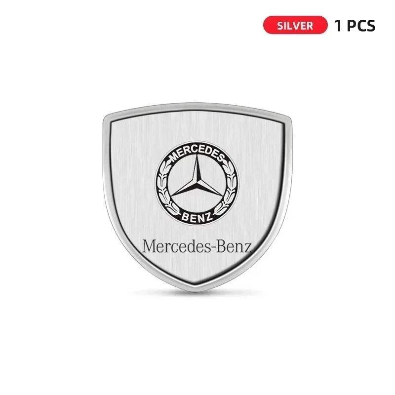 1/2pcs 3D Metal Car Styling Shield Emblem Badge Stickers For Mercedes Benz W211 W205 W213 W203 C218 A207 CLA CLS E Class