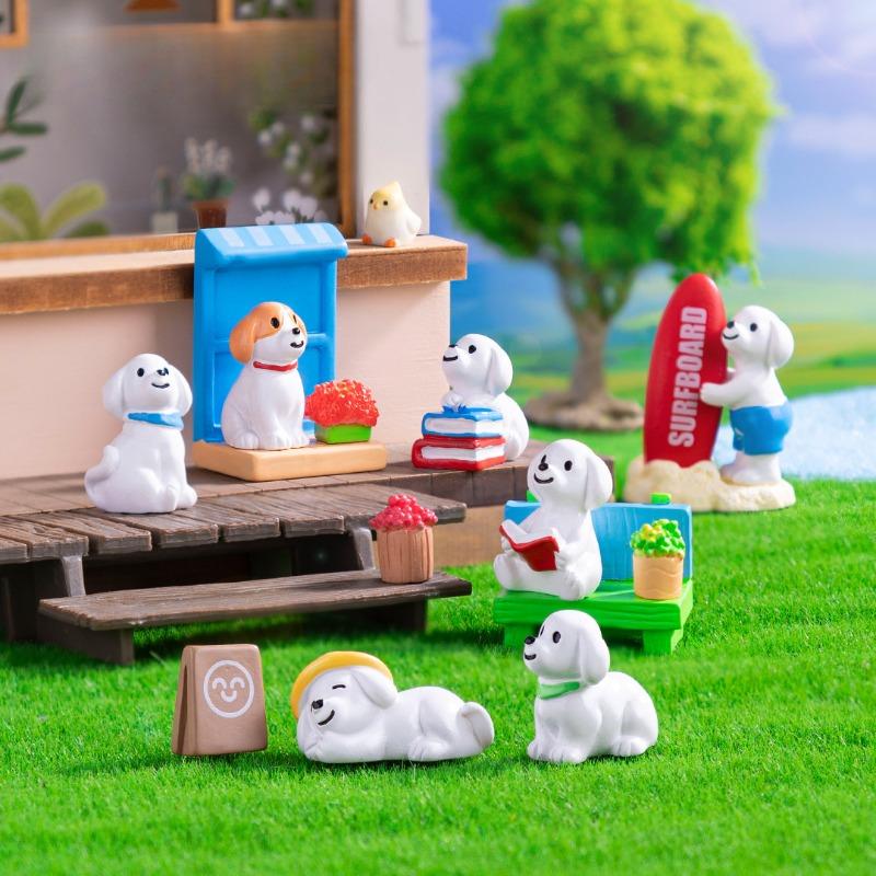 Микро-ландшафт Мультяшное Чтение Поливка Цветов, Куклы-Собачки Кукольный Домик Украшения Аксессуары Мини-Орнаменты