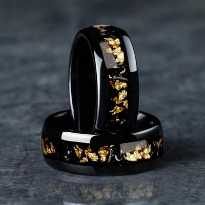 Модные мужские кольца из нержавеющей стали 8 мм с инкрустацией метеоритом и раковиной абалона для мужчин и женщин, свадебные обручальные кольца, ювелирный подарок