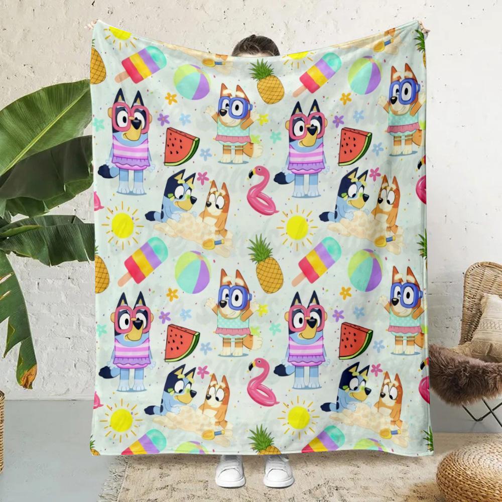 Одеяло с принтом Cartoon B-Blueys Bandit-Chillis, одеяла для пикника, теплое одеяло, мягкое и удобное одеяло для дома, путешествий, дня рождения