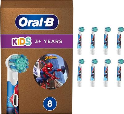 Braun Сменные насадки для детских мягких зубных щеток 8 шт. Oral-B, Насадки, Дизайн Человек-паук, Эко-упаковка [Товар]