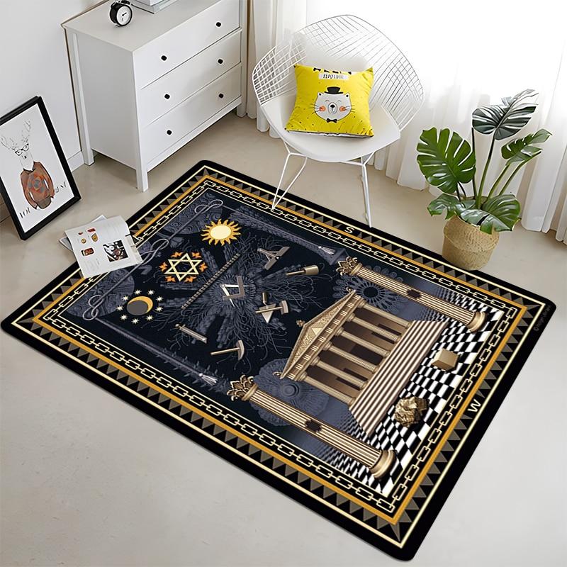 Freemason Masonic Illuminati  Printed Pattern Rug Baby Play Mat Living Room Carpet Decoration Fitness Pet Carpet Tapestry