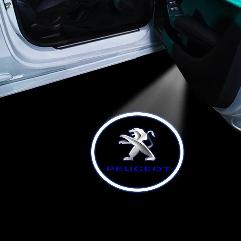 Для Peugeot 1/2 шт. Светодиодная лампа-проектор приветствия на дверь автомобиля Беспроводная Декор AUTO Аксессуары для автомобиля для Peugeot 206 307 308 3008 207