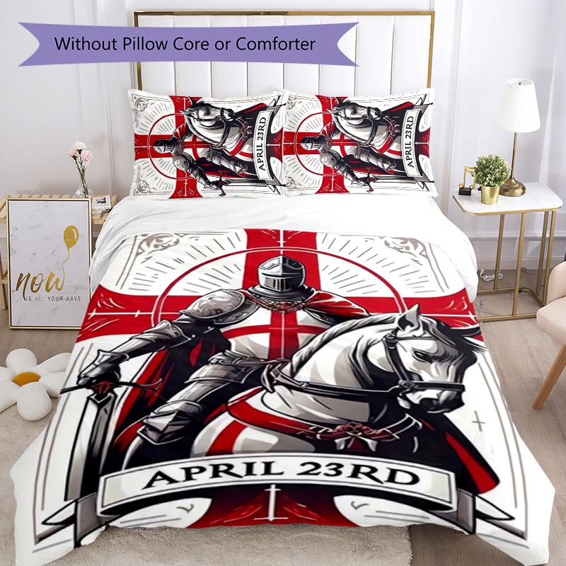 Cross Templars Knight 3pcs Bedding Set Duvet Cover Closure Includes 1 Duvet Cover & 2 Pillowcases for All Seasons Bedroom Home Dorm Decor
