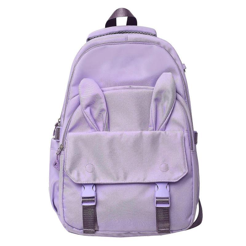Cartoon Ear Rucksack Student Campus School Bag with Multiple Pockets Large Capacity Laptop Backpack for Women Teenagers Purple