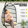 Hanging Egg Chair Indoor Outdoor Hammock Swing Chair With Stand Safety Strap Foldable Basket Black Cream White