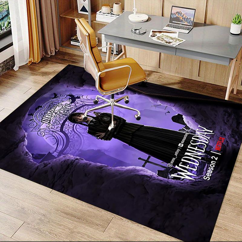 1 шт. Академия Невермор Уэнсдей Домашний Офис, Прочный Полиэстеровый Коврик для Пола с Легким Уходом, Офисный Декор, Городской Стиль, Нескользящая Основа, Высококачественная Ткань