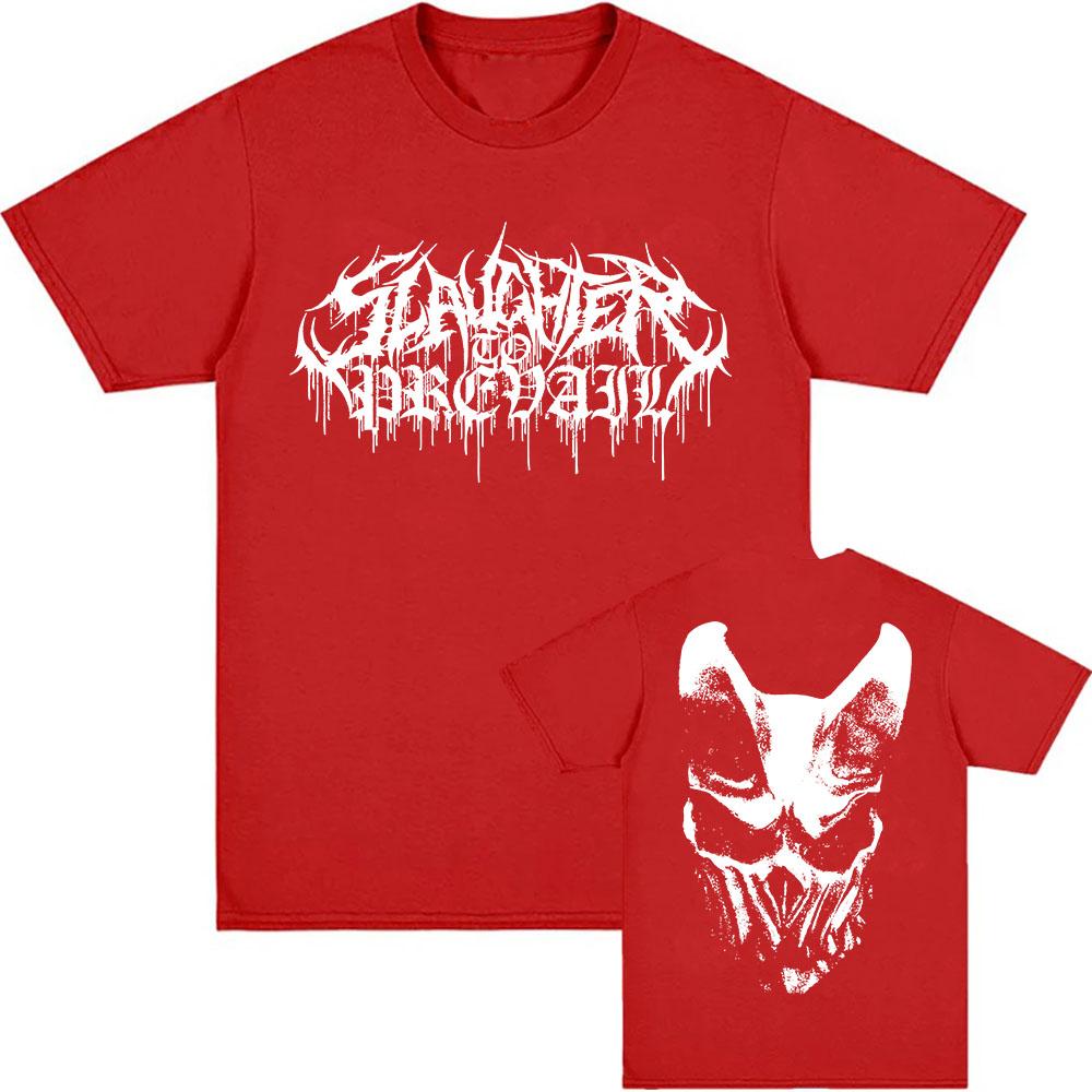 Белая маска с логотипом Графические футболки SLAUGHTER TO PREVAIL Футболки рок-группы Хип-хоп Унисекс Уличная одежда Хлопок Короткий рукав Мужская футболка