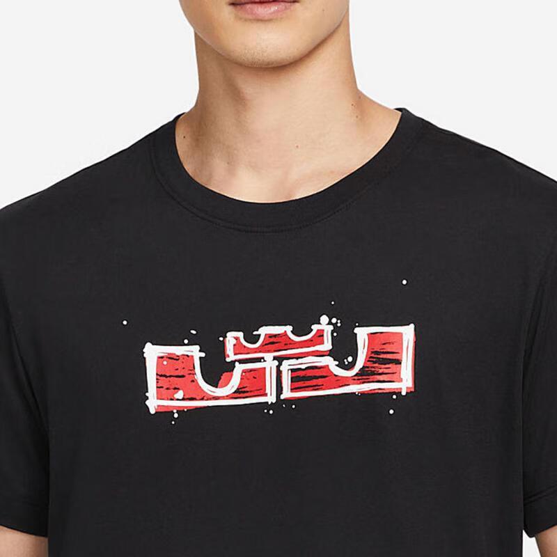 Nike Dri-Fit Lebron Баскетбольная футболка с принтом льва и короной с ручной росписью, мужские топы с короткими рукавами, черные DR1292-010
