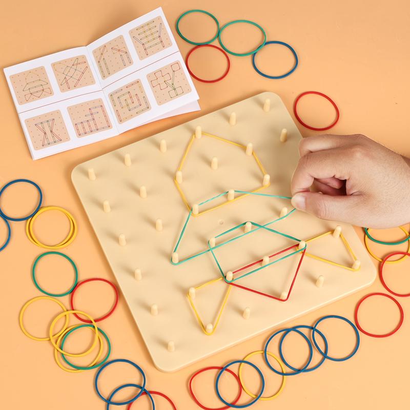 Two In One Nail Board Wooden Tic Tac Toe & Pegboard Set Enhance Spatial Thinking Strategy Skills Hand-Eye Coordination Training