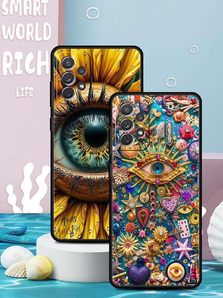 Модный Чехол для Телефона с Накладными Ресницами для Samsung Galaxy A55 A35 A15 A14 A13 A25 A54 A51 A71 A72 A73 A32 A52 A41 5G Мягкий ТПУ Корпус