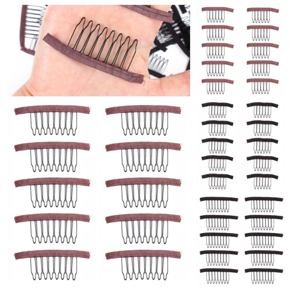 10 шт./лот тканевые зажимы для парика, зажимы для наращивания волос из нержавеющей стали, расчески для париков, шапочки для париков