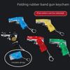 Foldable Rubber Band Gun: Metal 6-Round Burst, Retractable, Mini Soft Bullet Toy for Kids