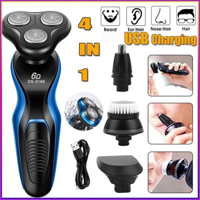 Модернизированная многофункциональная перезаряжаемая электробритва 4 в 1 для мужчин, 6D триммер для носа, щетка для чистки лица, бритвы для лица с тройным лезвием HMM