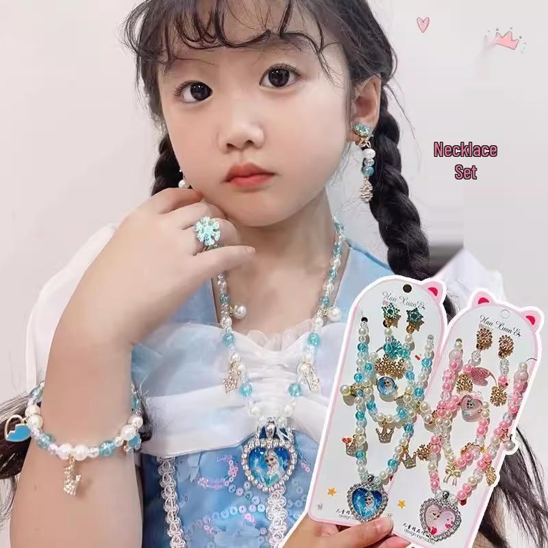 Набор бижутерии «Холодное сердце» с Эльзой: Комплект: Ожерелье, Браслет, Серьги и Кольцо Принцессы для Детей