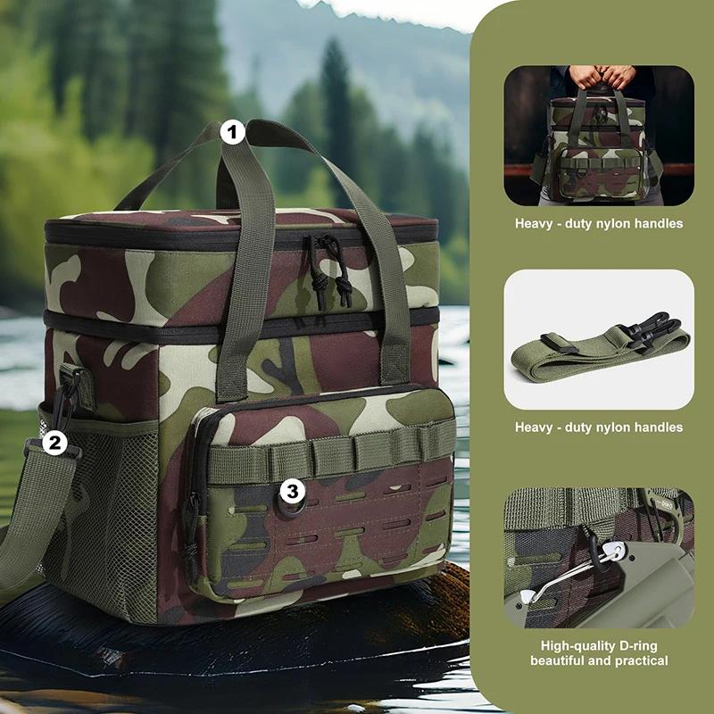 18L 2-Layer Tactical Lunch Bag Outdoor Picnic Cooler Bag Leakproof Insulated Durable Thermal Cooler Bag Meal Camping Picnic