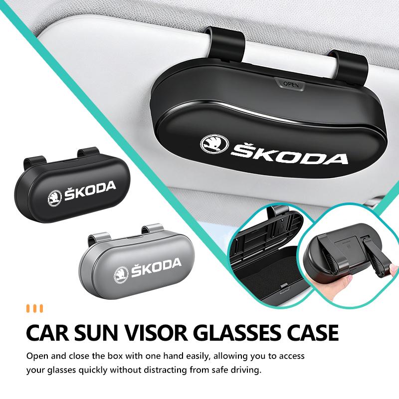 sfrab5 Car Sun Visor Sunglasses Holder Case Glasses Box For Skoda VRS Superb Yeti Octavia Enyaq Rapid Karoq Derivati