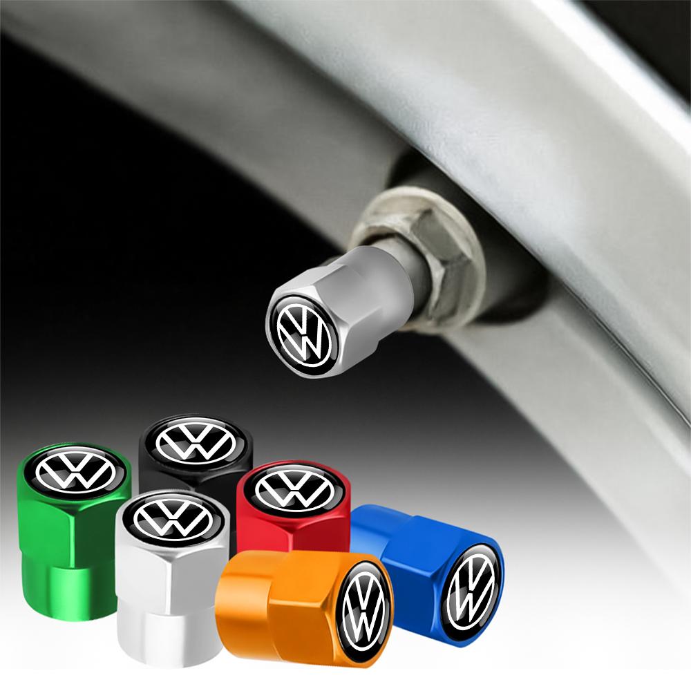 Car Metal Wheel Tire Valve Caps 3D Epoxy Badge Interior Sticker for Volkswagen VW GTI R Touareg Passat Scirocco Polo Touran Golf