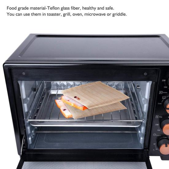 6Pcs Glass Fiber Reusable Toast Bags Non-stick Heat Resistant Bread Pouches