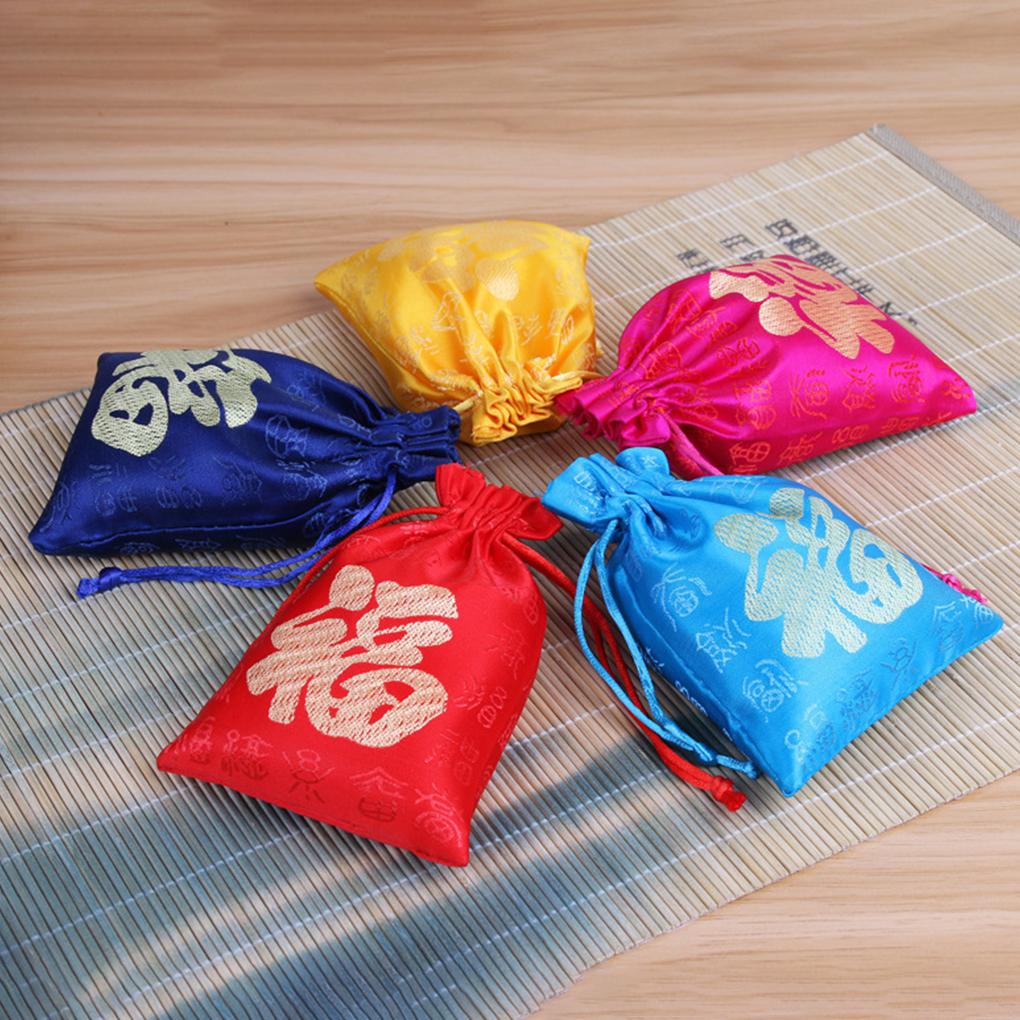 Мешочки на шнурке для украшений в китайском стиле из парчи, подарочные, карманы, кошельки, регулируемые чехлы для колец, Рождество, свадьба, для женщин, для девушек
