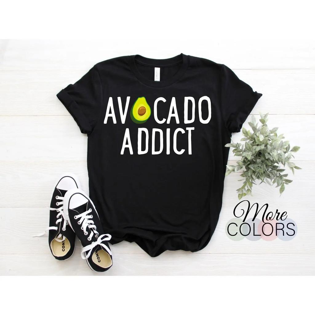 Avocado Addict Funny T Shirt Casual Vegan For Lovers Cute Top Vintage Versatile Graphic Homme Top For Everyday Wear