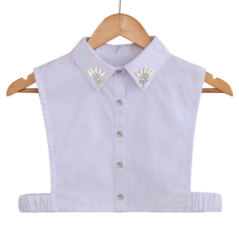 Универсальная блузка с искусственным воротником, рубашка со стразами и искусственным воротником, белый декоративный искусственный воротник B119