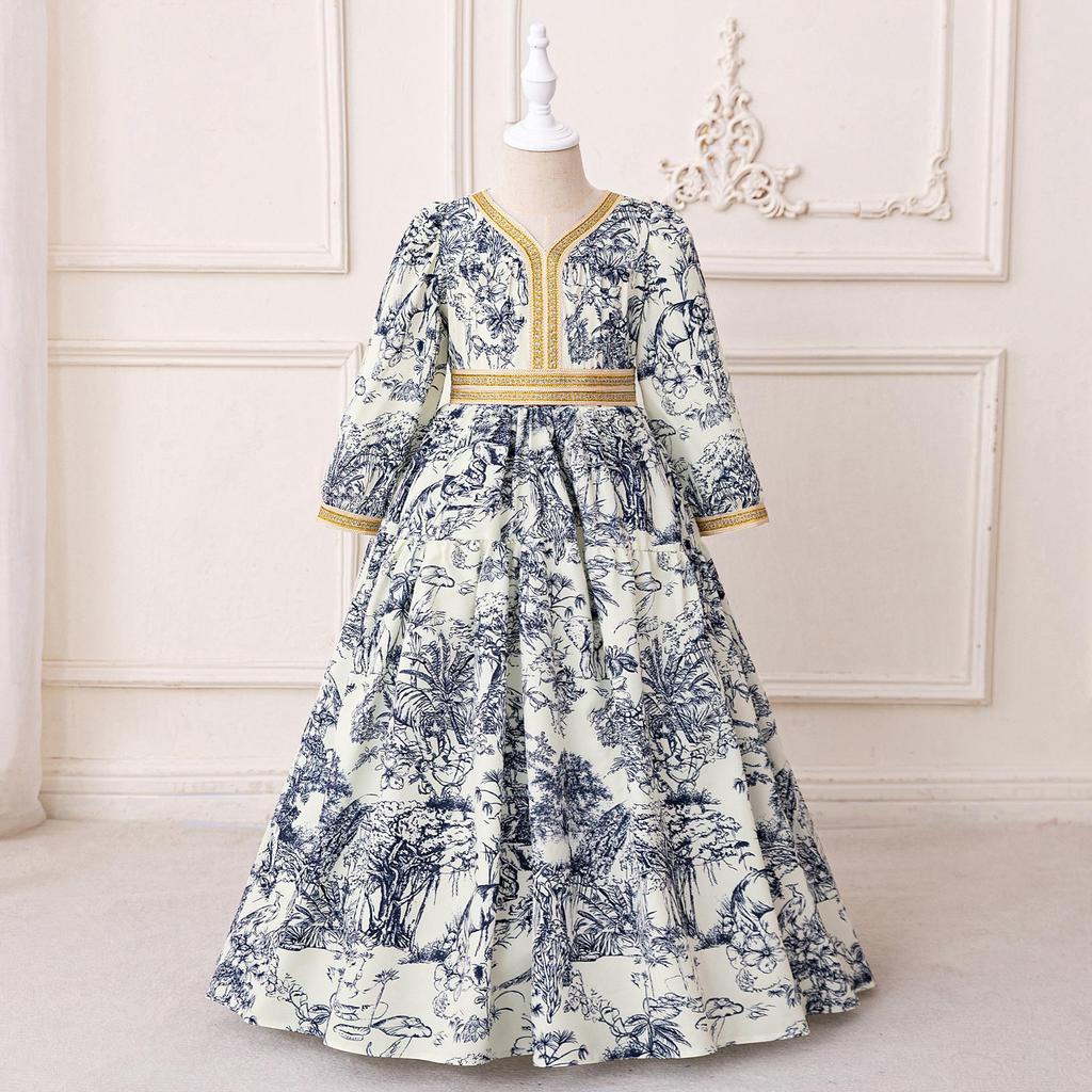 Платье принцессы с цветочным принтом в ближневосточном стиле для девочек