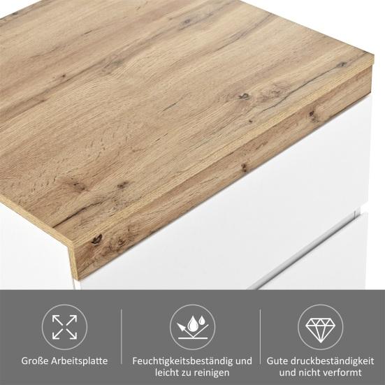 Wood Grain Nightstand with 2 Drawers Spacious Desktop Strong Load-bearing Small Side Table Nightstand Bedroom