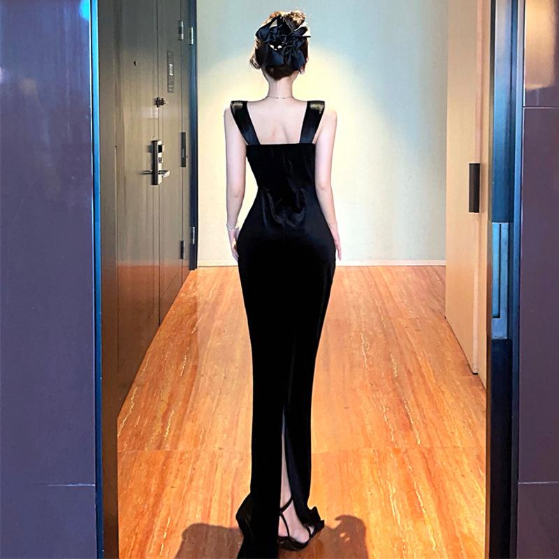 Женское сексуальное знаменитое бархатное платье с цветочным принтом