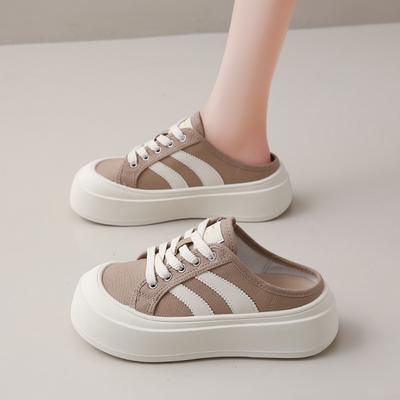 Мода CRLAYDK Мода Женские Холщовые Удобные Мюли Слипоны Повседневные Лоферы на Платформе Обувь без Задника Женские Кроссовки Уличные Слайды