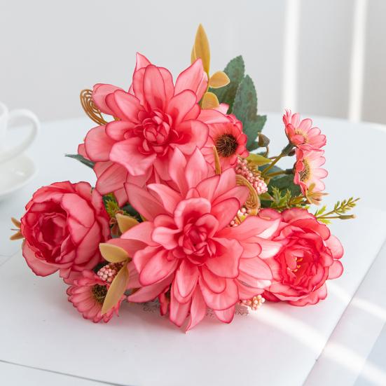 Связка искусственных цветов Искусственный букет из георгин Реалистичные искусственные цветы для цветочной композиции Украшения для свадьбы дома