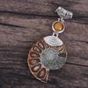 Stone Beads Cabochon Conch Shell Stone Pendant Ammonite Fossil Stone Pendant Natural Spiral Pattern