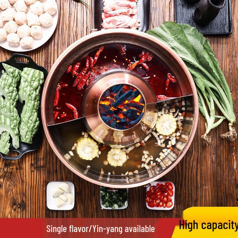 Drui'en 304 Stainless Steel Beijing-Style Electric & Charcoal Dual-Use Mandarin Duck Hot Pot