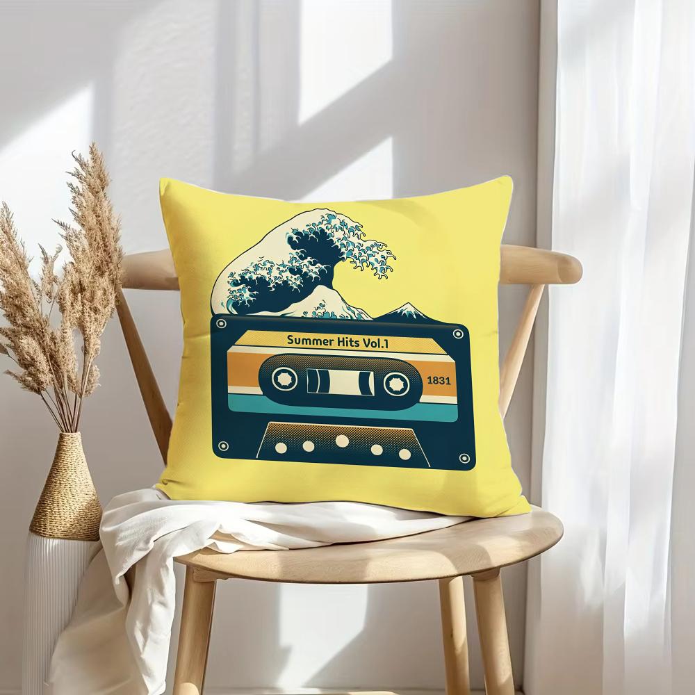 Retro Cassette Tape Cushion Cover Soft Plush Throw Pillow Cover DoubleSided Decorative Cushion Case Sofa Bedroom Home Decor