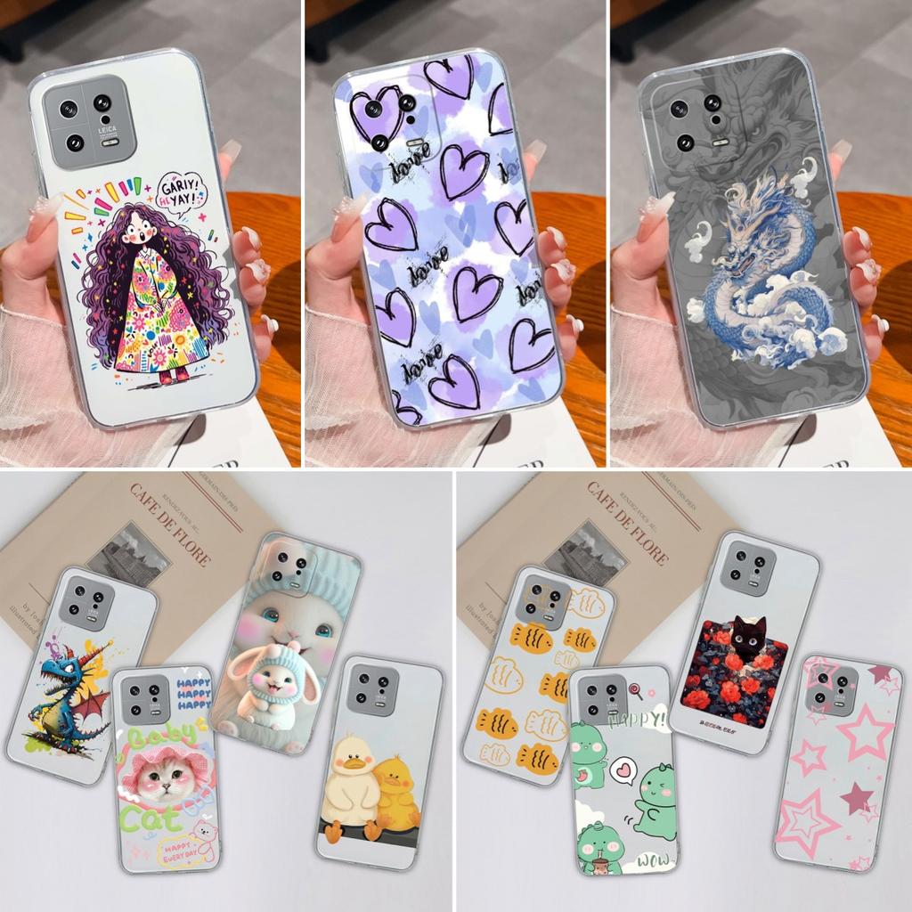 Для Xiaomi 13 14 12 12S 12T 12X Ultra Lite Poco M7 X7 Pro чехол для телефона милый мультяшный рисунок животного прозрачный силиконовый защитный чехол для Xiaomi Capa