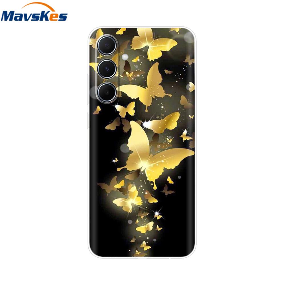 Чехол для Samsung Galaxy M35 5G Милый Кот Цветок Расписные Чехлы для Телефона Для Samsung M35 Чехол M 35 SM-M356B Силиконовый Прозрачный ТПУ Fundas