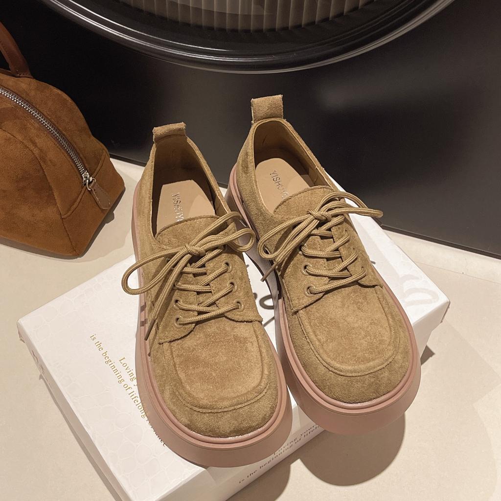 Туфли Boken на платформе, женская весна 2025, новые повседневные туфли на шнуровке в стиле ретро, универсальные мокасины на мягкой подошве, одинарные туфли