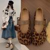 Popular Leopard Print Flat-soled Single Shoes Women's New French Mary Jane Women's Shoes 2025 Autumn Shallow Mouth Women's Light Ladyshoes
