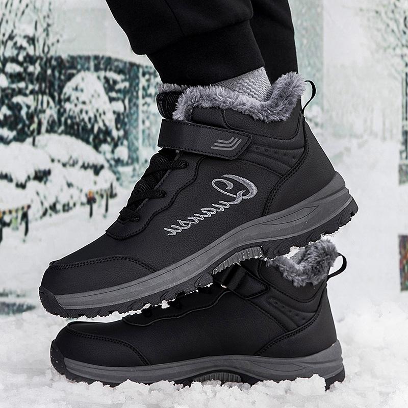 Зимние ботинки для мужчин, водонепроницаемые, со шнуровкой, кожаные, теплые, зимние, ботильоны, женские, нескользящие, рабочие, высокие, повседневные ботинки