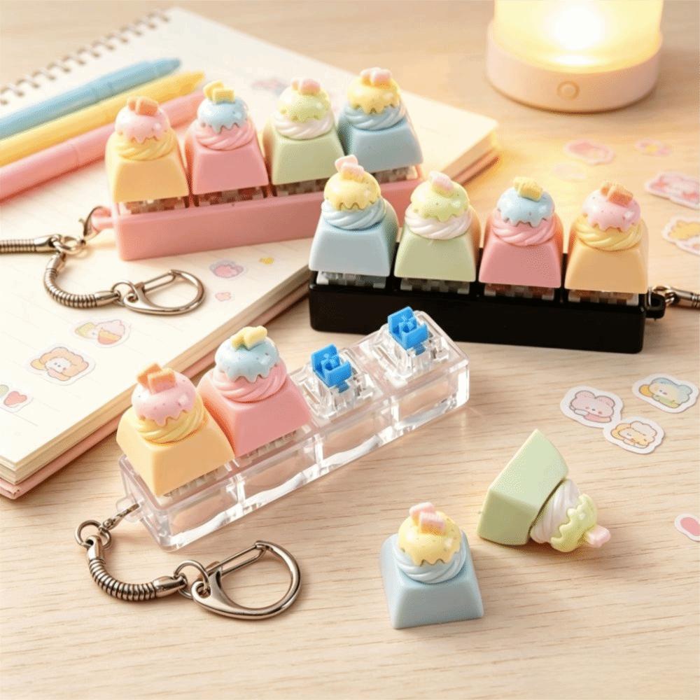 Mechanical Keycap Keyboard Clicker Toy Keyring Finger Press Keycap Keychain Party Gift