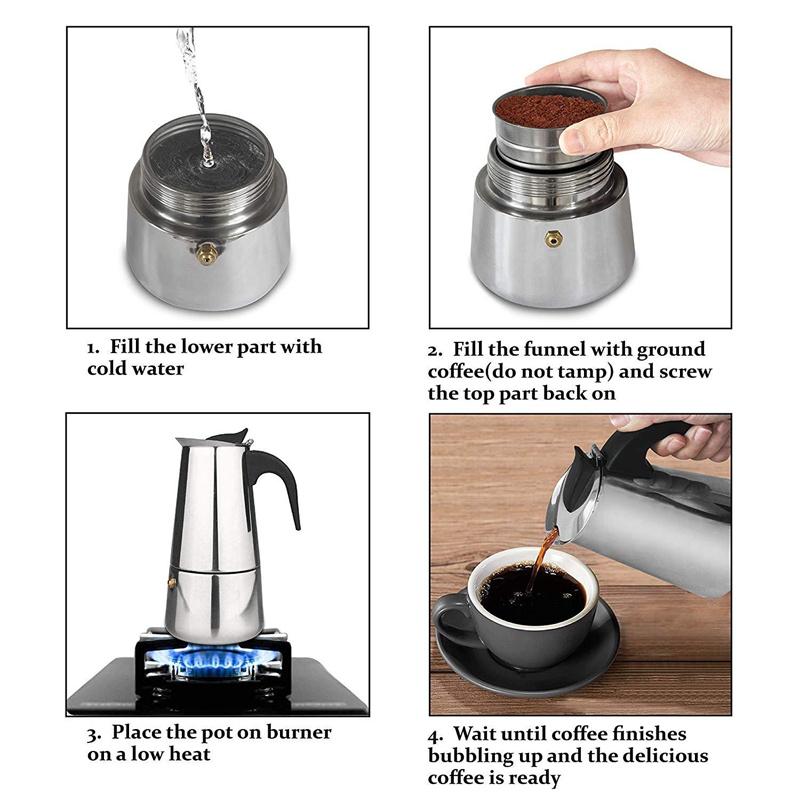2/4/6/9 Cups Stainless Steel Coffee Maker Pot Moka Pot for Home Espresso Maker Cups Latte Percolator Stove Top Espresso Pots