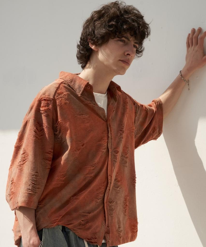 TENER Grunge Summer Short Sleeve Shirt (Orange)